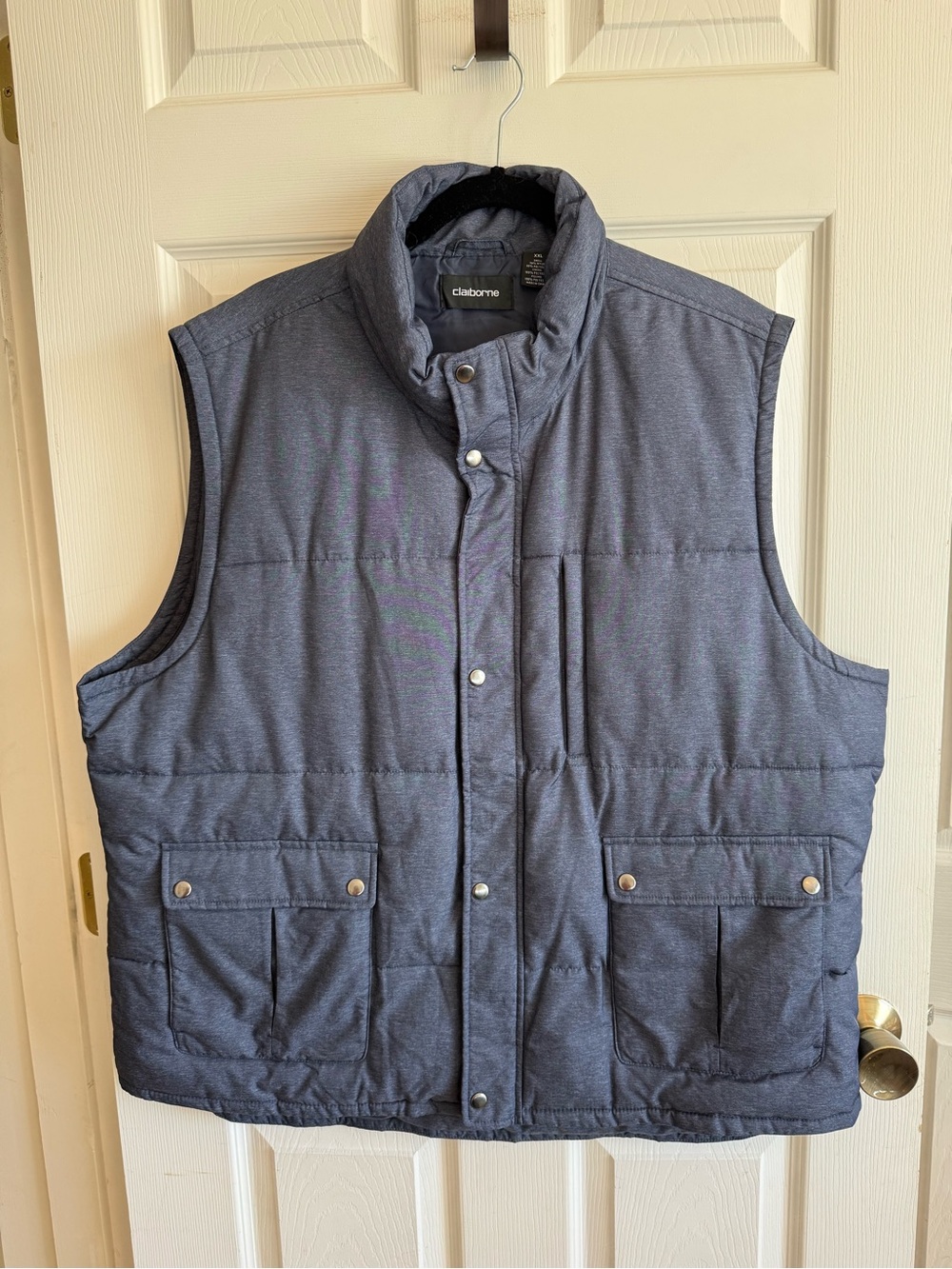 Claiborne Quilted Puffer Vest in Slate Blue Minimalist Layer Outdoors Size XXL